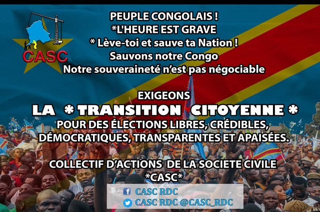 RDC : la société civile appelle à la mobilisation générale à partir de ce 19 septembre pour une transition citoyenne
