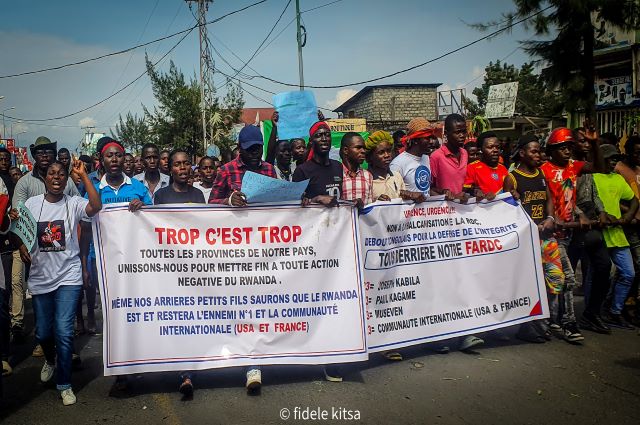 RDC : Goma, marche dispersée à la frontière