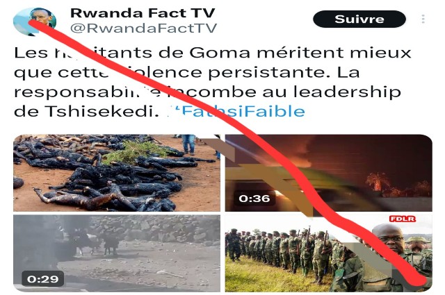 Deux de ces images sont fausses et ne correspondent pas à la tuerie de Goma