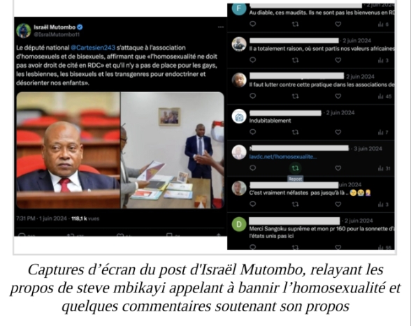 Capture d'écran du post d'Israël Mutombo 