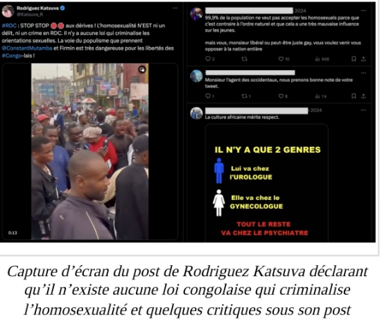 Capture d'écran du post de Rodriguez Katsuva