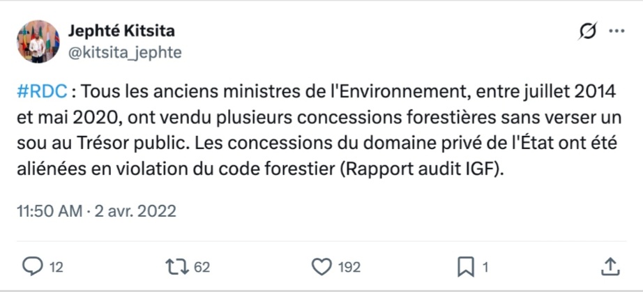 Capture d’écran de la publication sur X du journaliste Jephté Kitsita