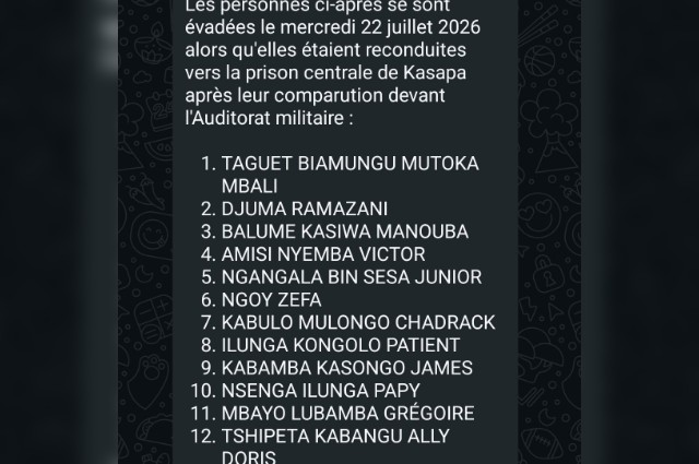 Lubumbashi: évasion de 12 détenus, le système de transport des prisonniers mis en cause