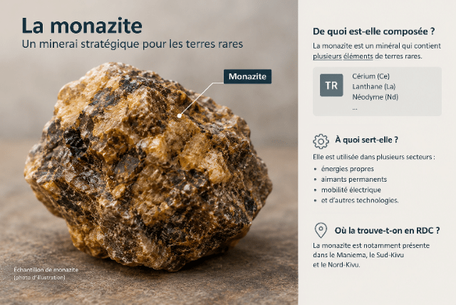 Terres rares : en RDC, 75 tonnes de monazite valent davantage en 2026 qu’en 2025