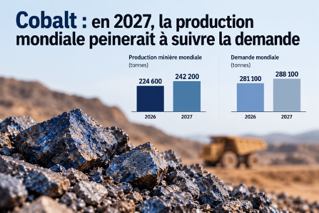 Cobalt: en 2027, la production restera inférieure à la demande